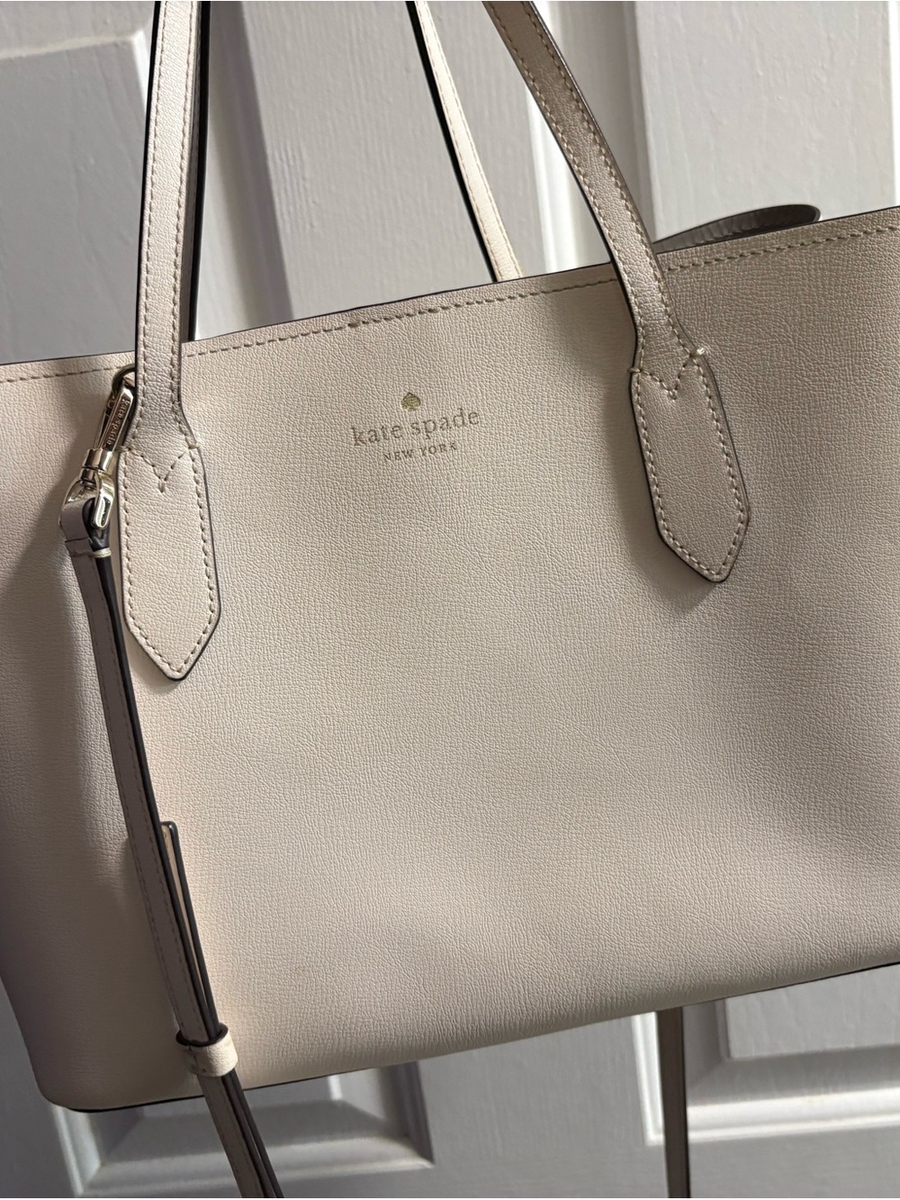kate spade Cream Leather Tote with Removable Strap